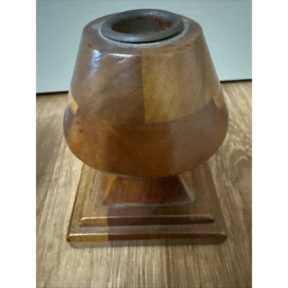 Candlestick Holders 4.75”  Carved Unique Pair Set Of 2 MCM
